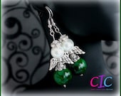Sandy Hook Elementary Green and White Angel Earrings -Newton CT