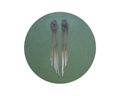 extra long fringe & hoops gradient brown crochet earrings, studs