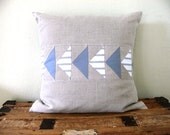 Flying Geese Pillow Cover - Grey and Linen