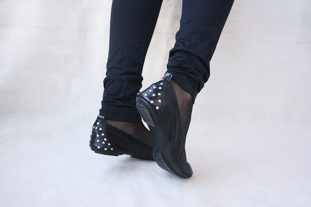 Raven Black Night - Handmade Leather ballet flat shoes - CUSTOM FIT