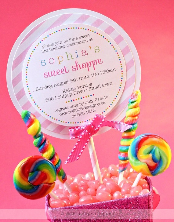 Printable Vintage Sweet Shop Lollipop Style Invitation by 505 Design Il_570xn