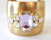 Gold Cuff Bracelet with Rhinestones