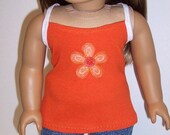 Tank Top in Orange with Flower for American Girl/18" Dolls