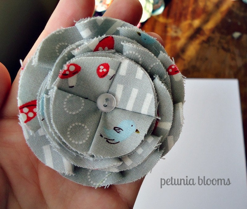 petals for your hair // grey whimsy // mushrooms, bird, dots