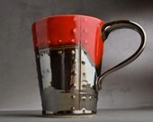 Sheet Metal Mug Made To Order Red and Chrome Sheet Metal Stoneware Mug by Symmetrical Pottery