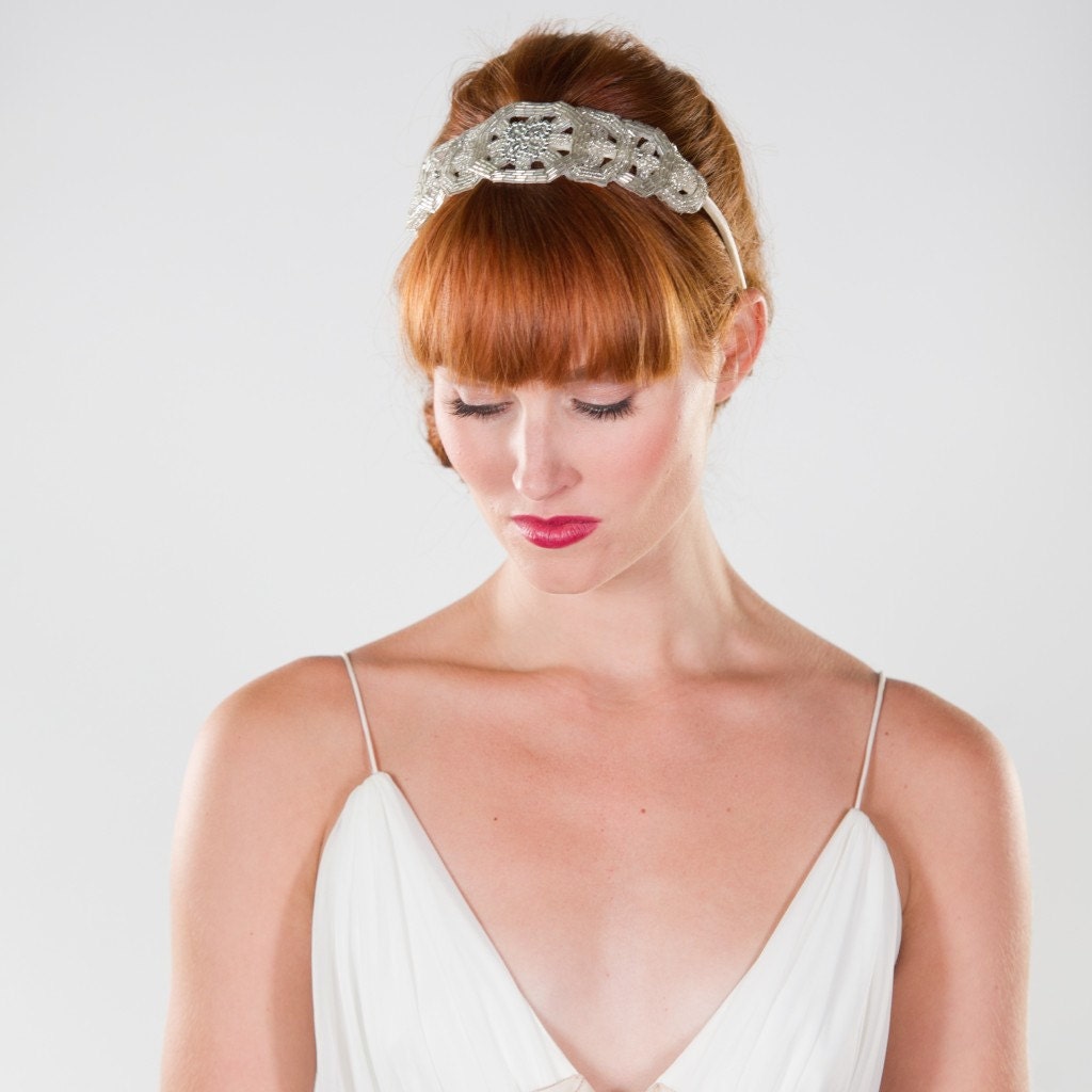 20's Art Deco Inspired Beaded Bridal Headband