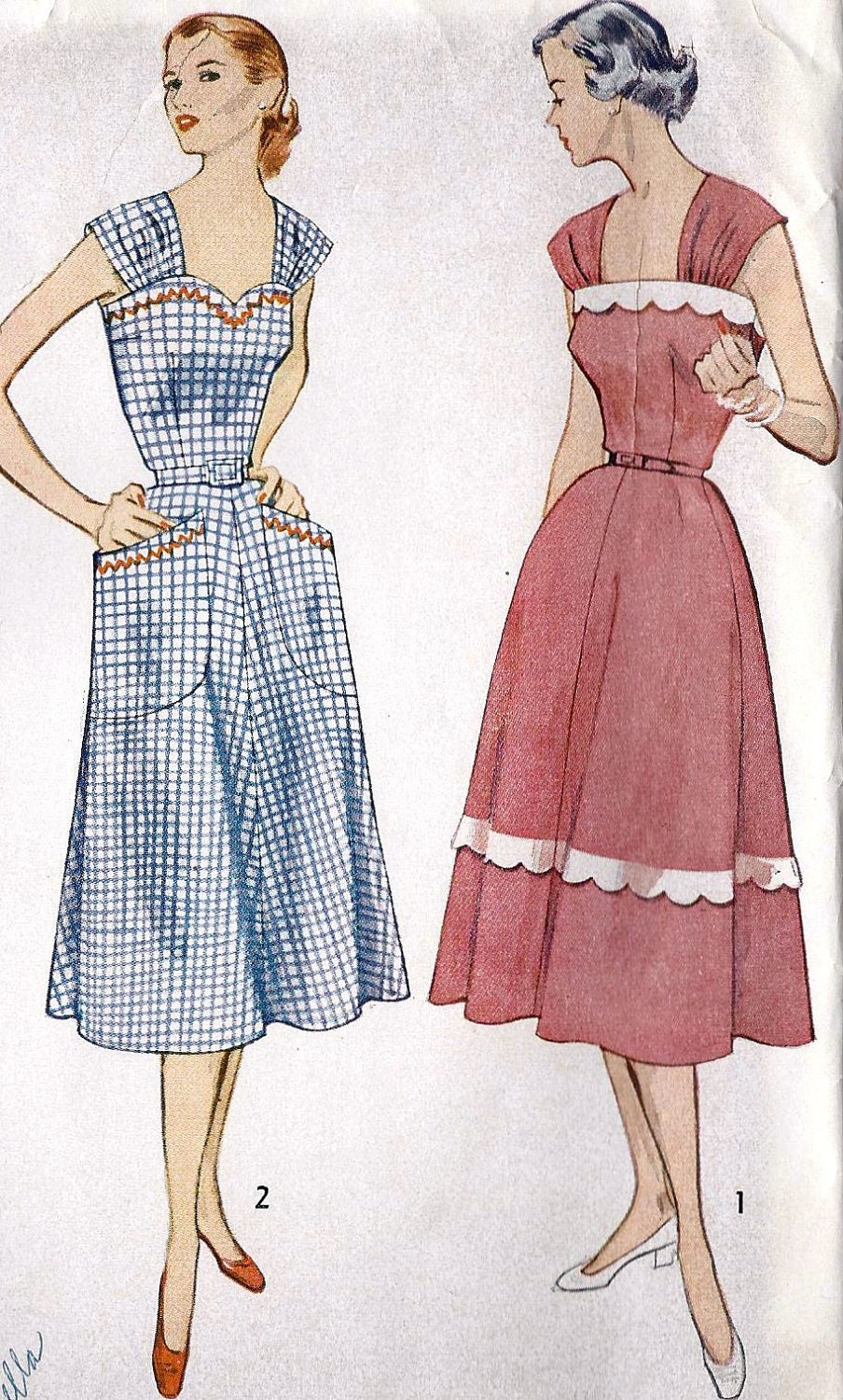 1950s Misses Dress Vintage Sewing Pattern, Rockabilly, I love Lucy , Simplicity 3875 bust 32"