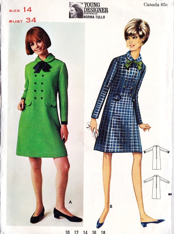 1960s Misses Dress Vintage Sewing Pattern, Office Fashion, Designer Fashion, Butterick 4518 bust 34"