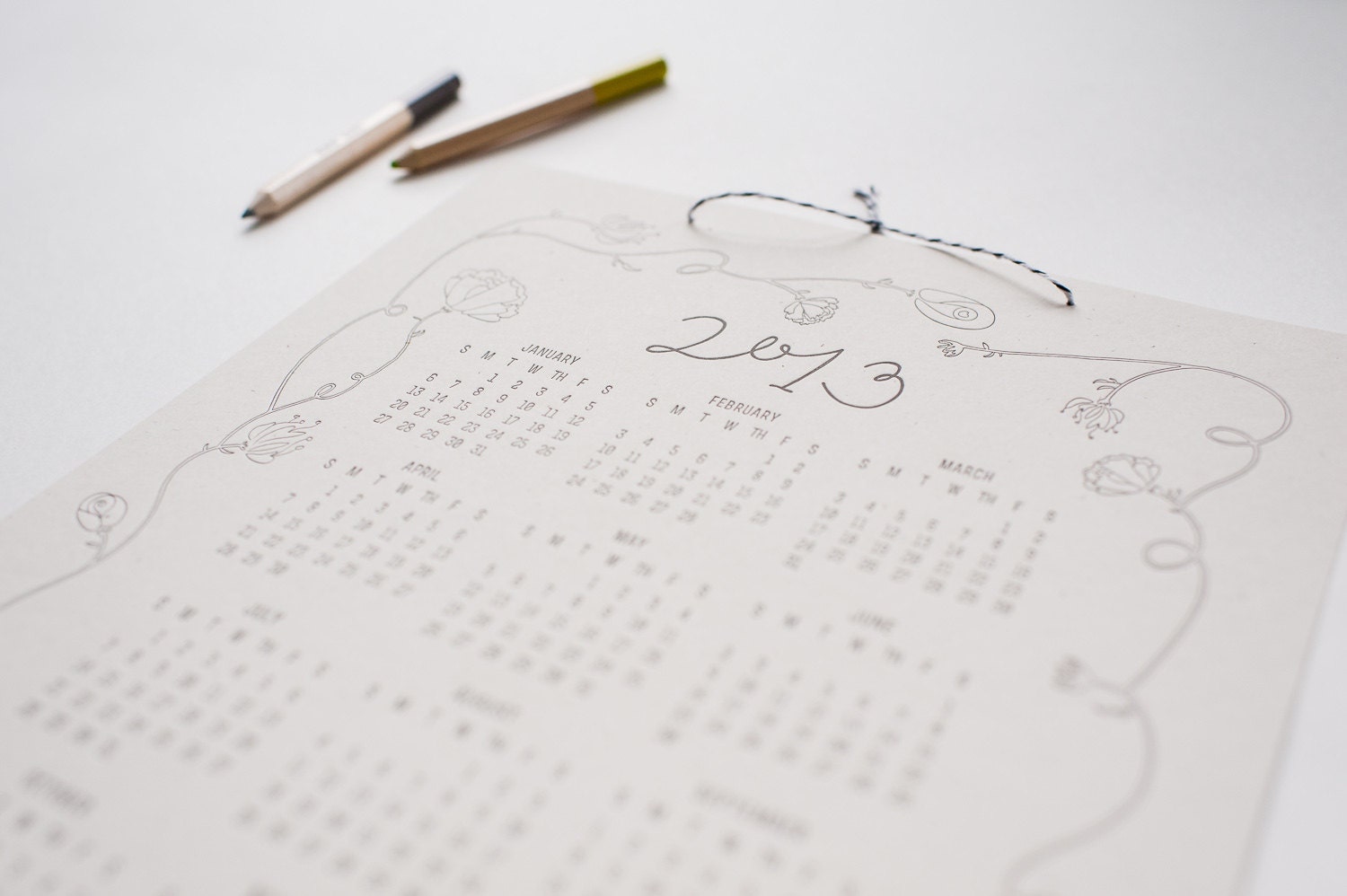 the Bennet 2013, letterpress wall calendar (CREAM & GREY)