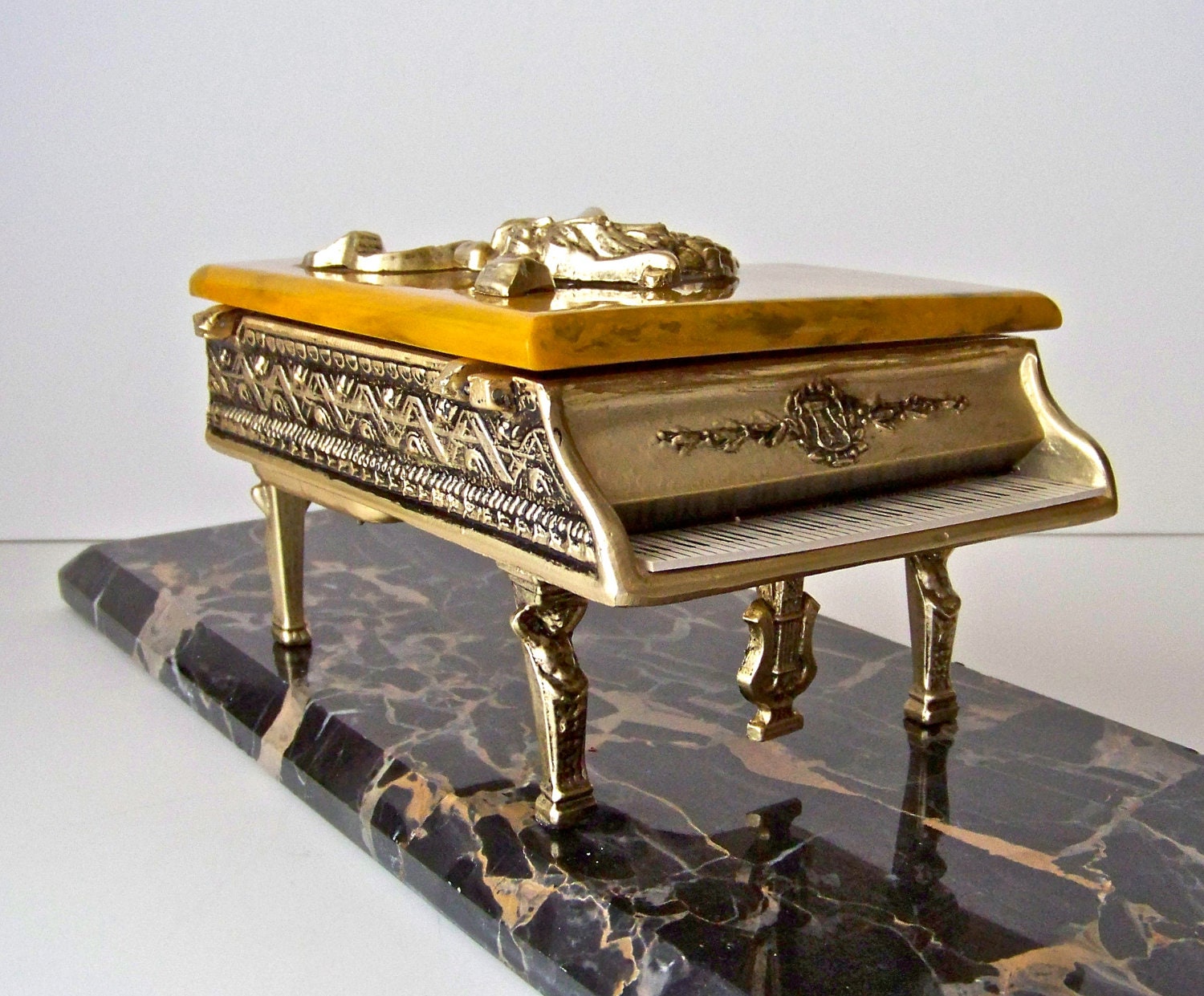 Vintage Grand Piano Music Trinket Box