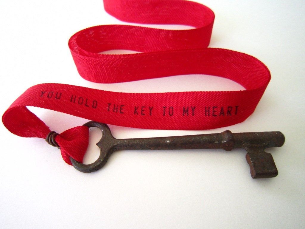 Vintage Skeleton Key rustic wedding decor shabby chic decor necklace personalized ribbon rustic wedding decor gift for him for her