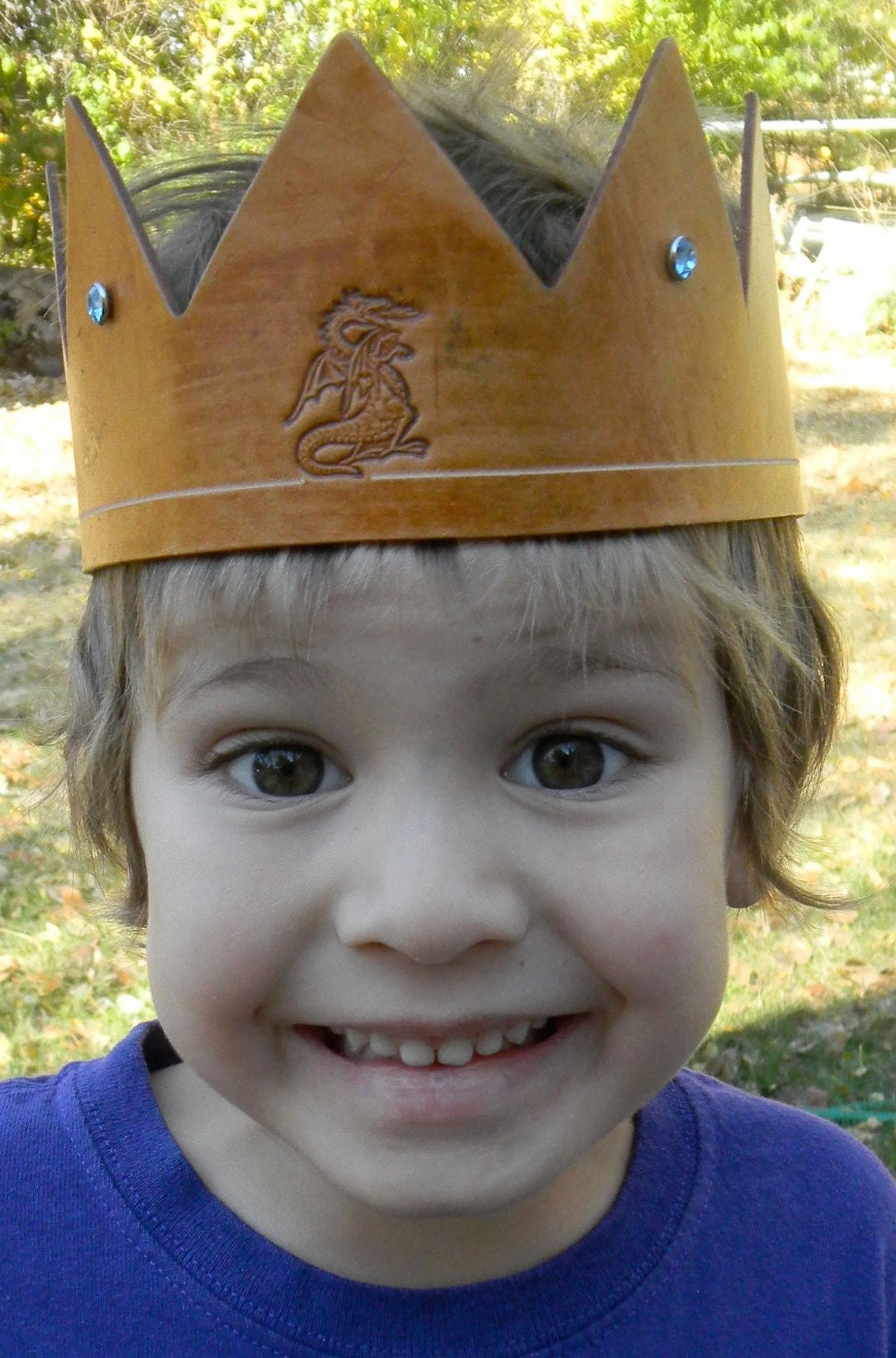 Handmade Leather Crown w/Dragon Emblem