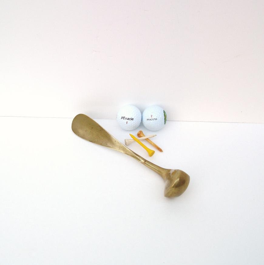 Golf Club Art, Vintage Metal Shoe Horn, Brass Home Decor, Golf Accessories
