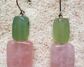 Rose Quartz & Jade Drop Earrings