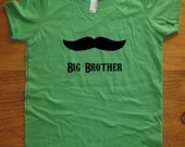 Big Brother Shirt - 6 Colors Available - Kids Big Brother Mustache T shirt Sizes 2T, 4T, 6, 8, 10, 12 - Gift Friendly