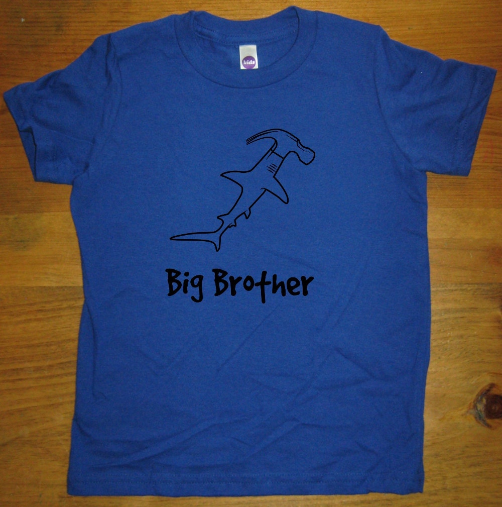 Big Brother Shirt - 6 Colors Available - Kids Big Brother Hammer Head Shark T shirt Sizes 2T, 4T, 6, 8, 10, 12 - Gift Friendly