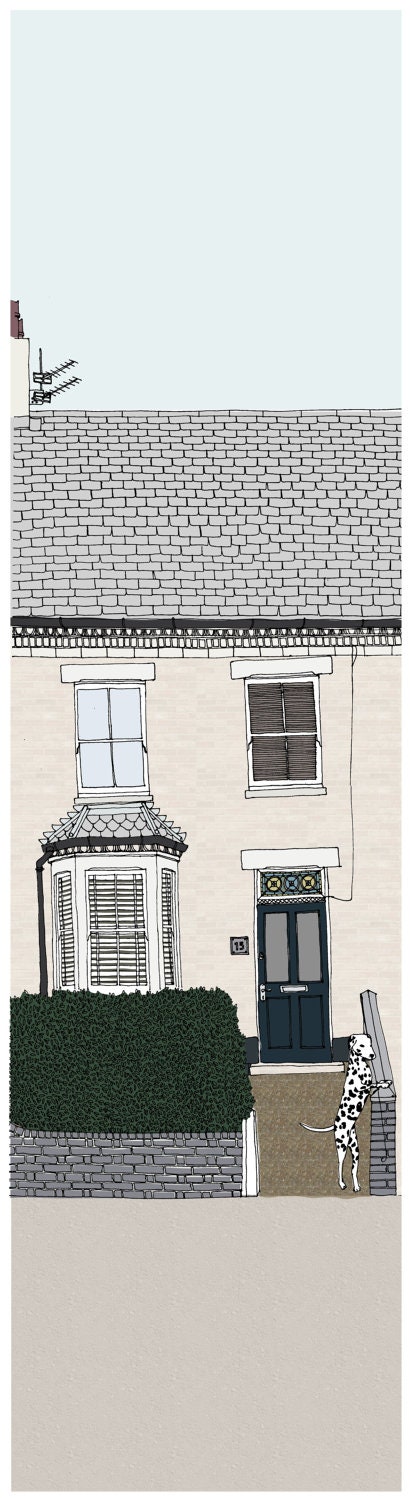 Bespoke/Custom House Illustration Print Portrait (Full Digital Colour)