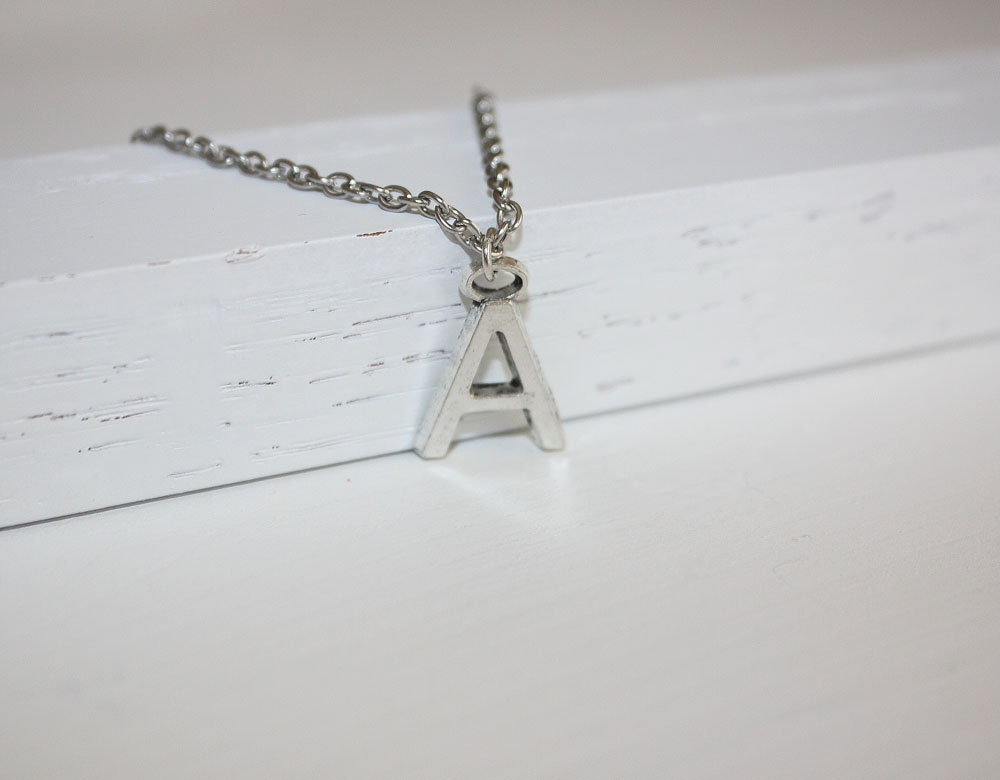 Letter Initial Necklace, Personalized Necklace, Customized Necklace, Silver