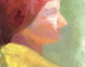 Woman with Red Scarf, Study - original figure oil painting by Keiko Richter 6x8