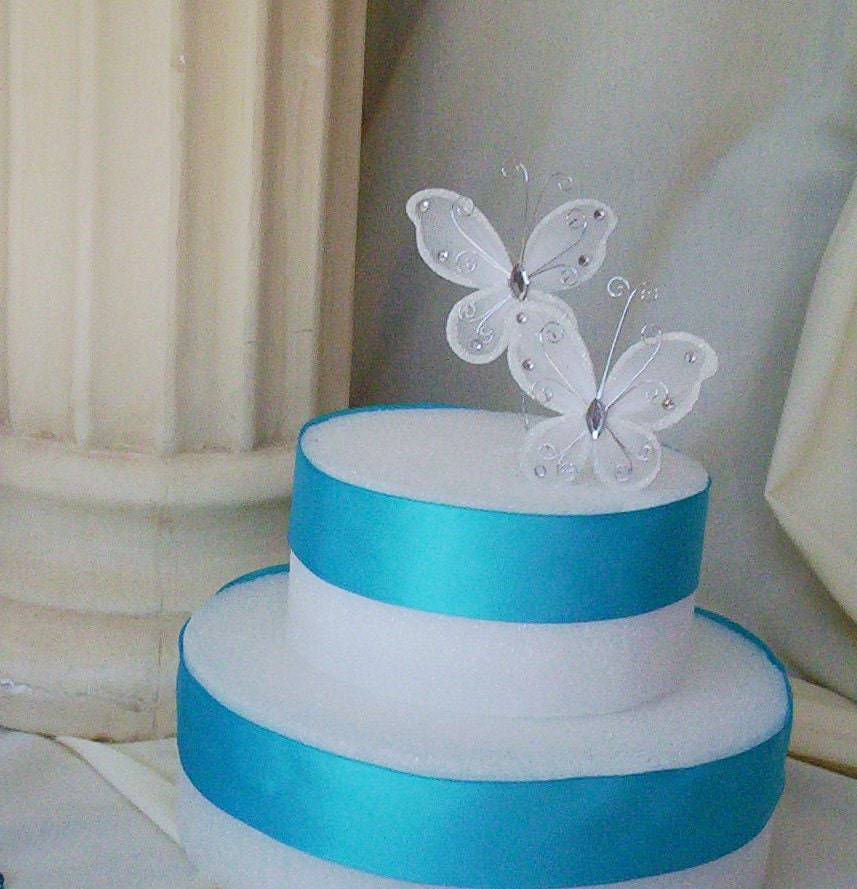 Wedding Cake Top Supplies Butterfly DIY Bride Silver White Butterflies bridal decoration floral supplies bridal accessories do it yourself