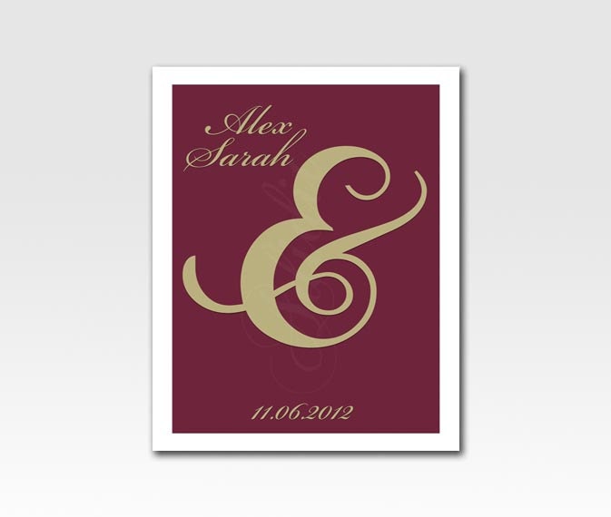 A3 Art Print Ampersand (AND) Sign Custom Made With Your Names - Choose Your Color - Home Décor Original Design by Adidit Print no. 173