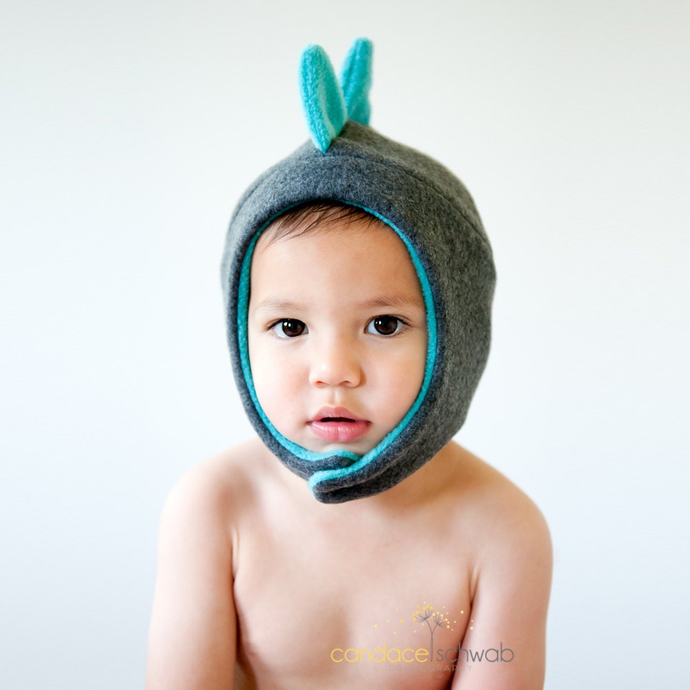 Grey Dinosaur Fleece Hat with Snap Closure