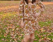 The Macey Dress - Upcycled Vintage Fall Floral Cut Out Dress with 3/4 Length Tie Up Sleeves