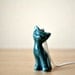 Emerald green - ceramic handmade kitten, cat necklace, dark green, silver plated chain