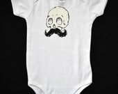 Screen Print Onesie / Skull Mustache / Skull Moustache / American Apparel / Baby Onesie