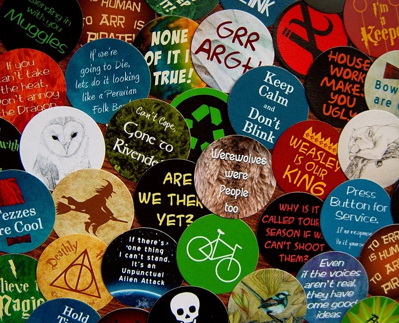 12 Stickers - Over 350 Original Designs to choose from for a set of 12 Custom Made, 33mm round matte stickers