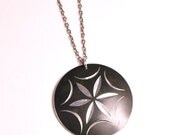 Vintage 60s 70s Stainless Steel Flower Pendant Necklace