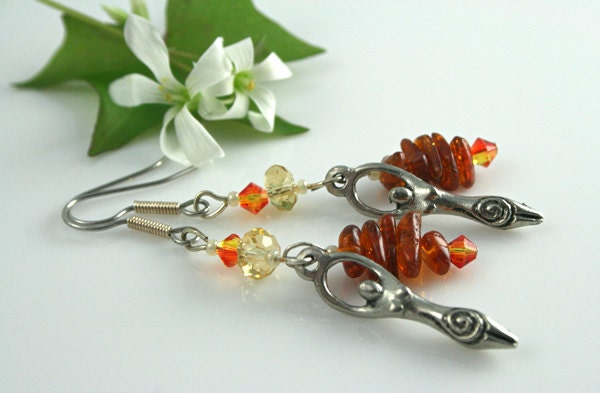 Fire Opal Birth Goddess earrings
