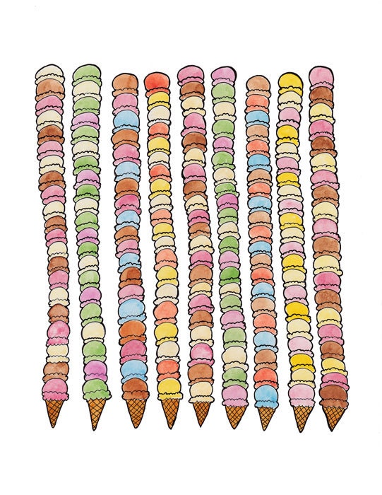 Ice Cream illustration 8.5 x 11