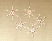 5 Glamorous Lace Crochet Snowflakes with Beads, christmas decorations -   different designs - zolayka