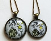 Mommy / Daughter Necklace Set - I Love You to the Moon and Back - Wearable Art Necklace Set by Mandipidy