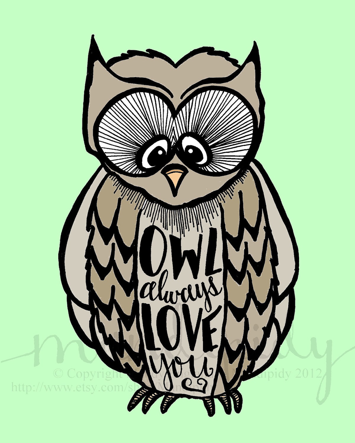 Owl Always Love You - Color - 8x10 Illustrated Print by Mandipidy