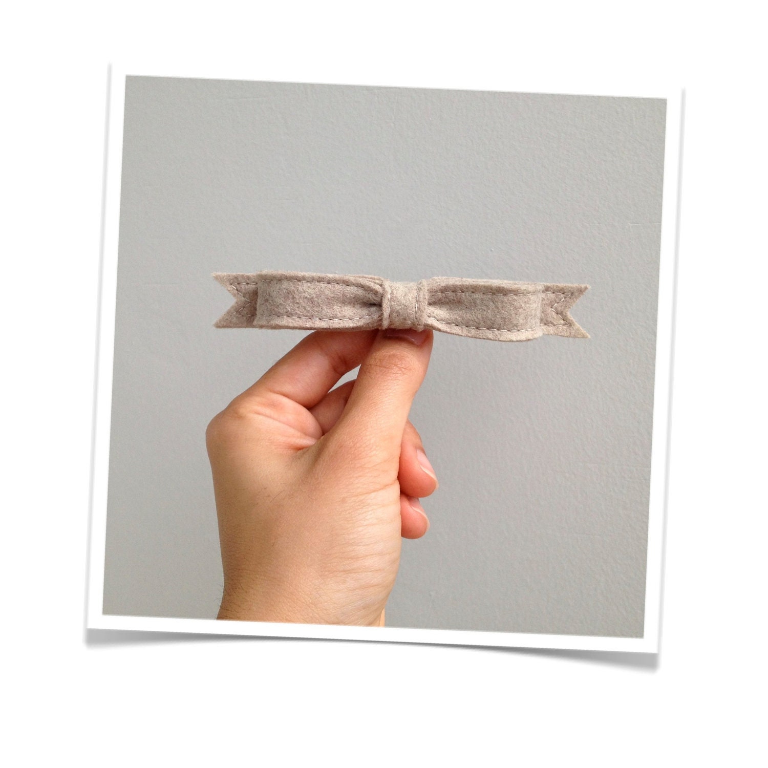 Wool Felt Bow French Barrette // Straw // LoftFullOfGoodies