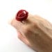 Rose ring: natural coral jewelry carved red adjustable accessory for women