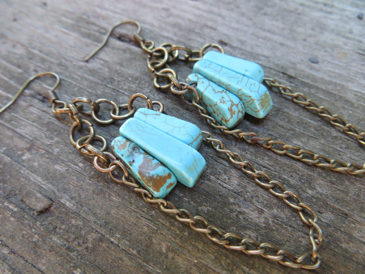 Howlite Turquoise Chain Earrings