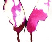 fuschia pink and white butterfly. original watercolour painting