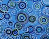 Blue Circles Abstract Giclee Art Print of Original Painting 13x18 12x16 11x14 10x13 9x12 8x10 7x9 6x8 5x7 4x6 ACEO ATC 2.5x3.5 A0047