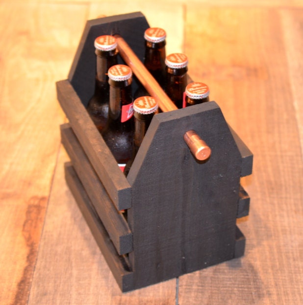 Summer Gift Beer Caddy - Home Brew Six Pack Carrier - Beer Bottle Carrier - Bottle Opener -Gift for Dad - Men - Groomsmen- Best Man Gift