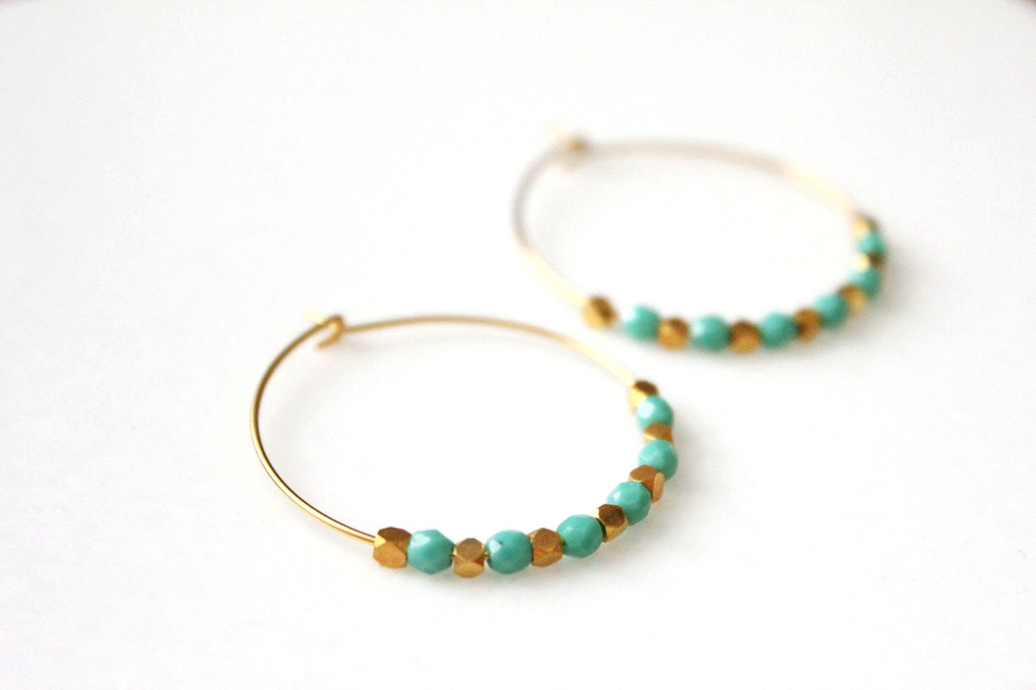 Turquoise & Gold Moroccan Hoops