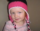 Pink Miss mouse- mouse ears crochet hat Newborn- Adult