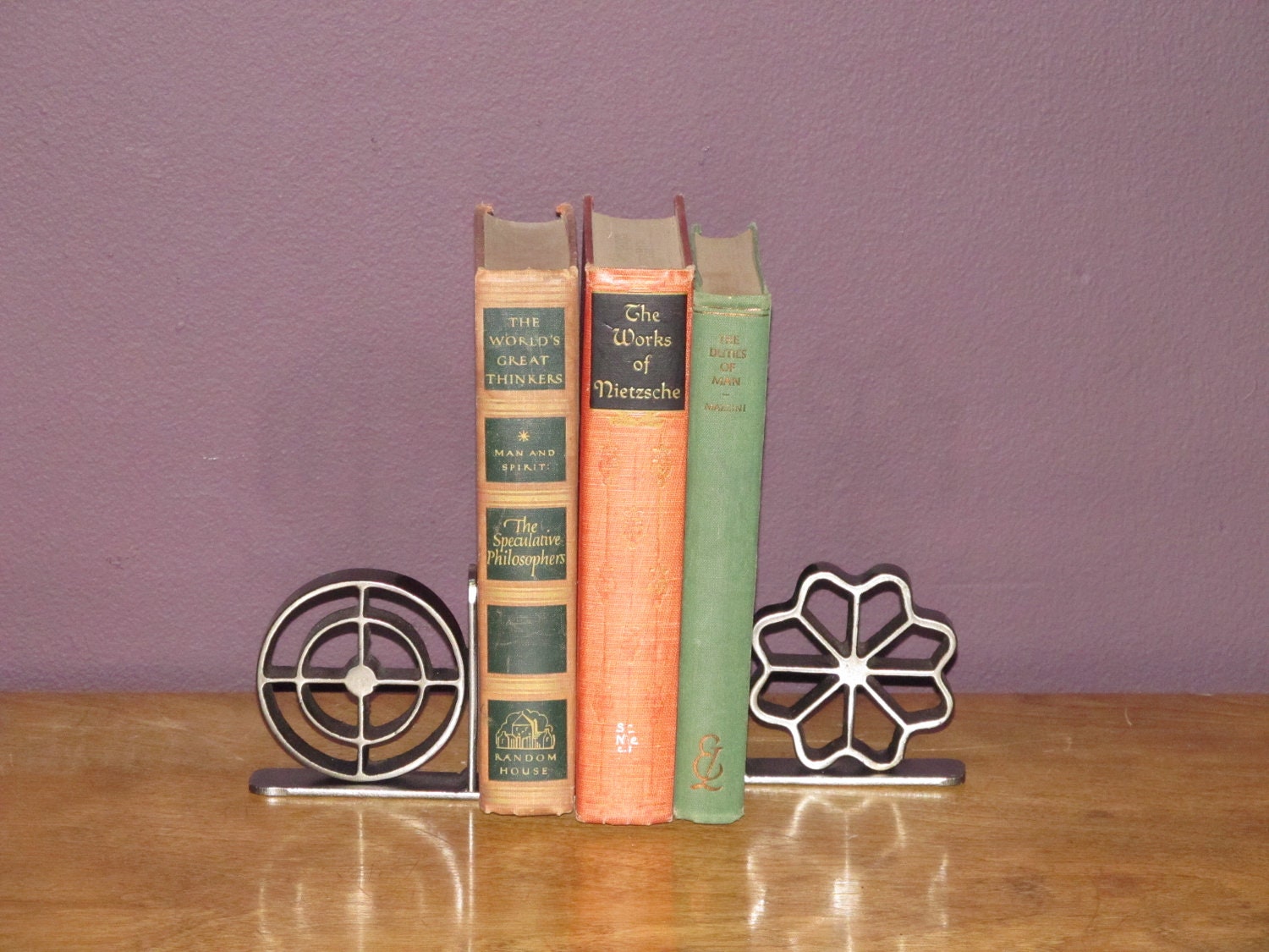 Vintage Griswold Rosette-Iron Bookends
