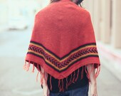 Burnt Orange Hippie Fringe Poncho - Elena
