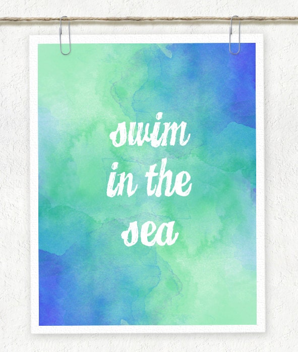 Swim In The Sea Digital Watercolor