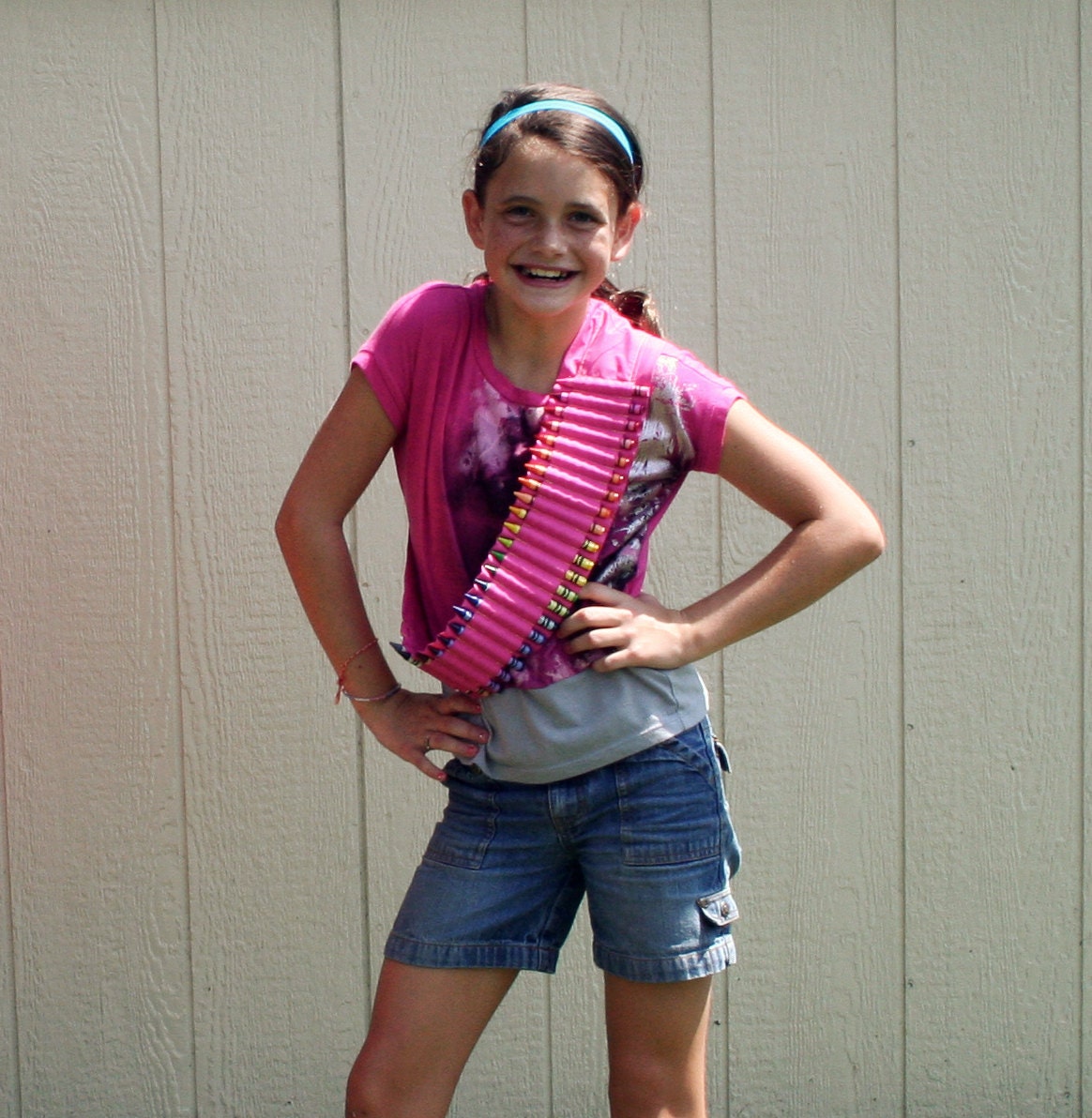 limited edition -- neon pink crayon ammo belt for kids