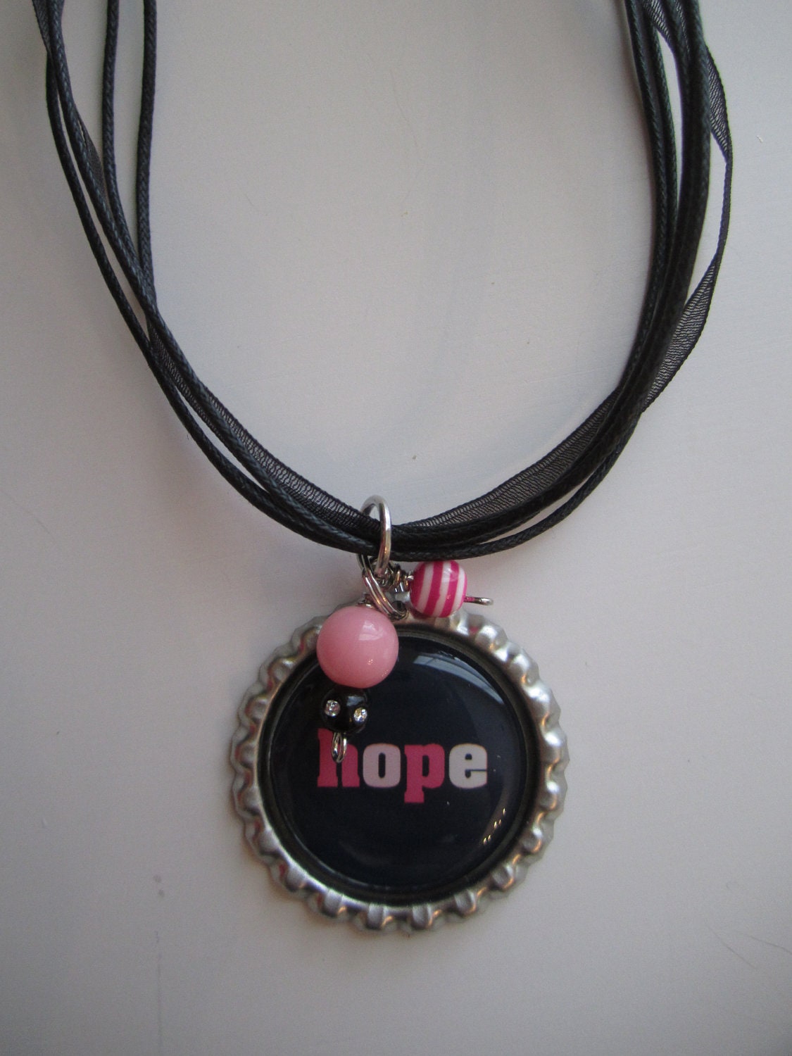 Breast Cancer Awareness Bottle Cap Necklace