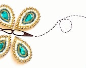 In 5 Colors.Rhinestone Applique with Milky White Seed Beads in Drop Shape For Spring Accessories